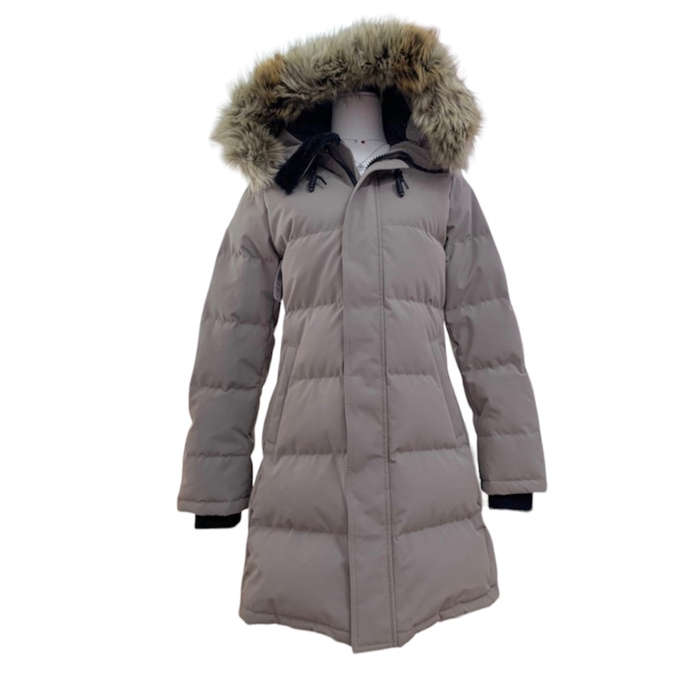 Aritzia Tna The Powder Parka Mid Length Jacket Taupe Goose Down LIKEW NEW SMALL - Picture 5 of 12